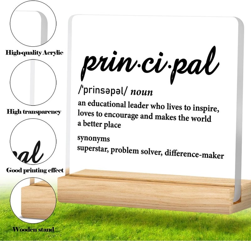 Zauly School Principal Appreciation Gifts for Men Women, Principal Definition Acrylic Desk Sign Decor - Image 2